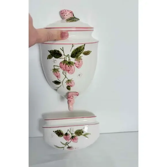 Creative Imports Vintage Pink Floral Wall Fountain Pocket Ceramic - Picture 1 of 15